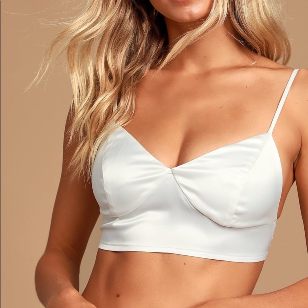 Ames White Satin Bralette